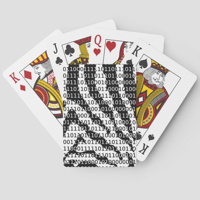 Black and White Zebra Binary Code Playing Cards (Back)