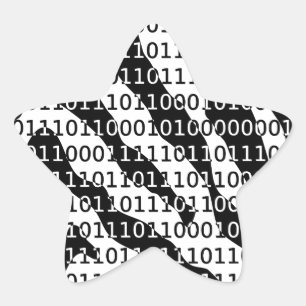 Black and White Zebra Binary Code Star Sticker
