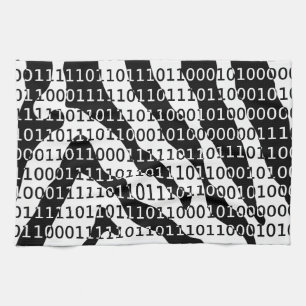 Black and White Zebra Binary Code Tea Towel