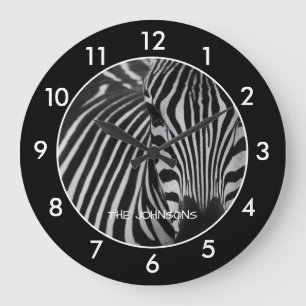 Black and white zebra elegant large clock