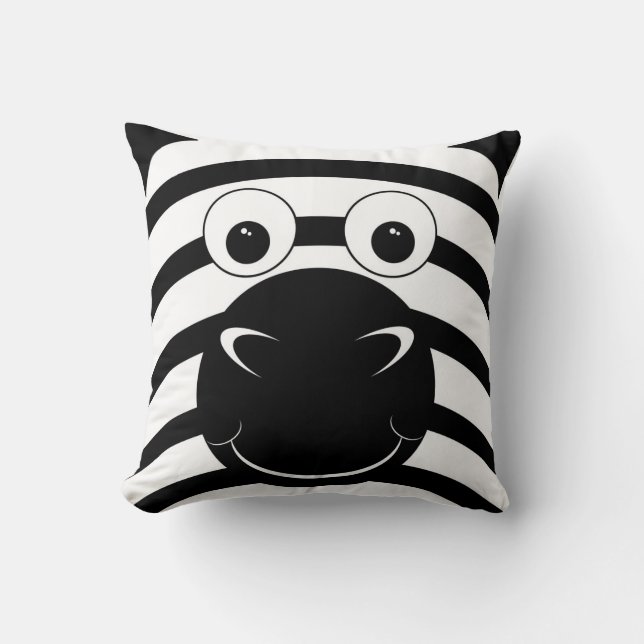 Black and White Zebra Face Accent Pillow (Front)