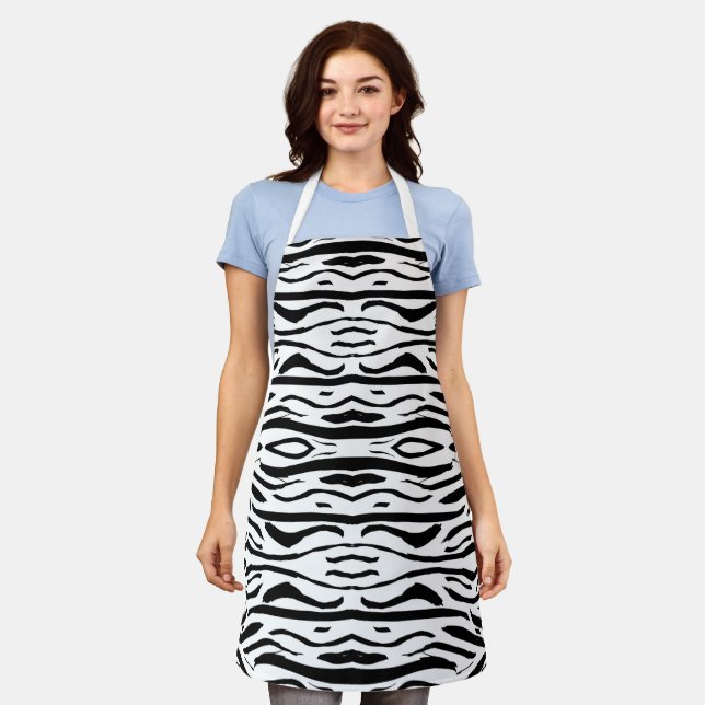 Black and White Zebra or Tiger pattern Apron (Worn)