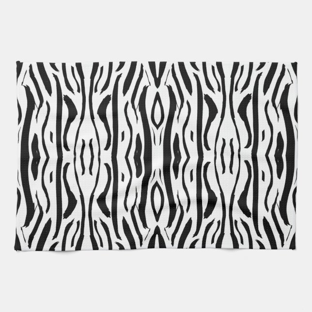 Black and White Zebra or Tiger pattern Tea Towel (Horizontal)