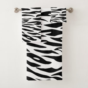 Black and White Zebra Pattern Bath Towel