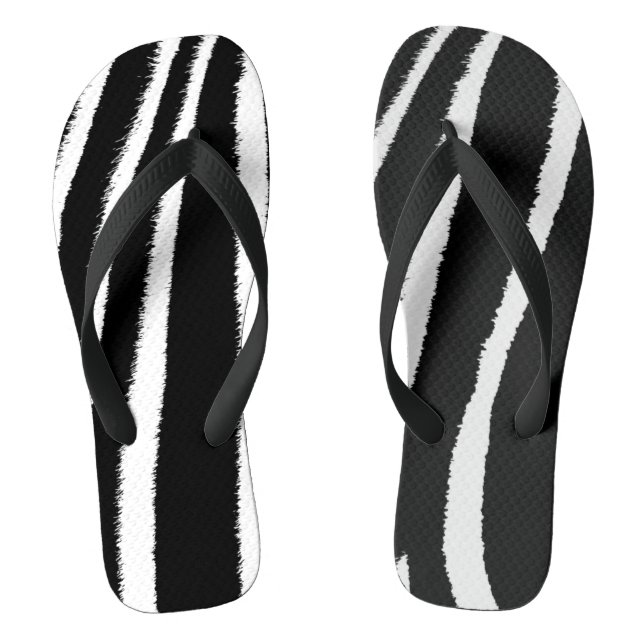 Black and White Zebra Pattern Flip Flops (Footbed)