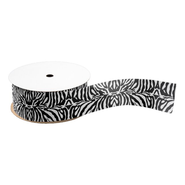 Black and white zebra pattern grosgrain ribbon (Spool)