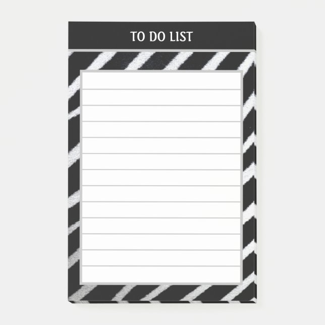 Black and White Zebra Pattern Lined To Do  List Post-it Notes (Front)