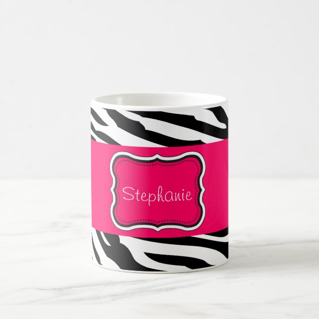 Black and White Zebra Personalised Coffee Mug (Center)