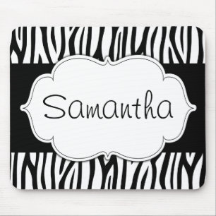 Black and White Zebra Personalised Mouse Mat