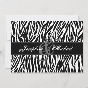 Black and White Zebra Personalised Wedding Invitation