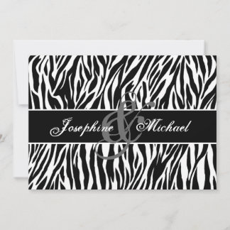 Black and White Zebra Personalised Wedding Invitation
