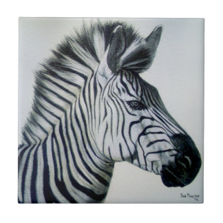 Black and White Zebra Portrait Tile