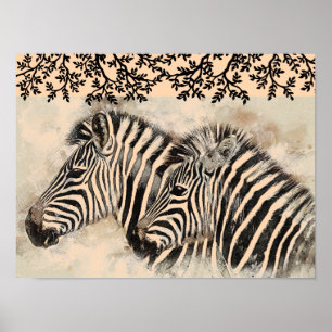 Black and White Zebra Print African Art