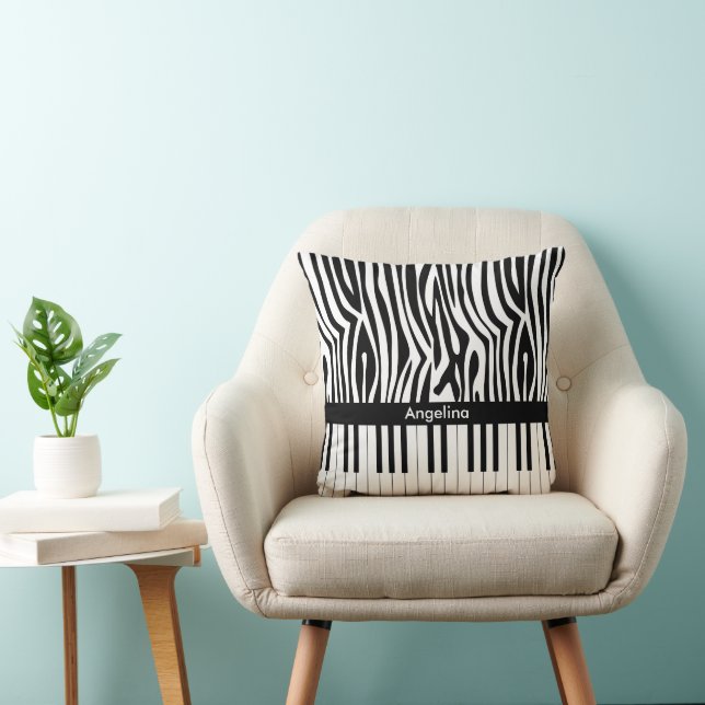 Black and white Zebra print and Piano collection Cushion (Chair)