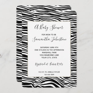 Black and White Zebra Print Baby Shower Invitation