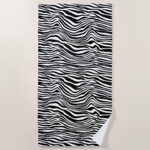 Black and White Zebra Print Beach Towel