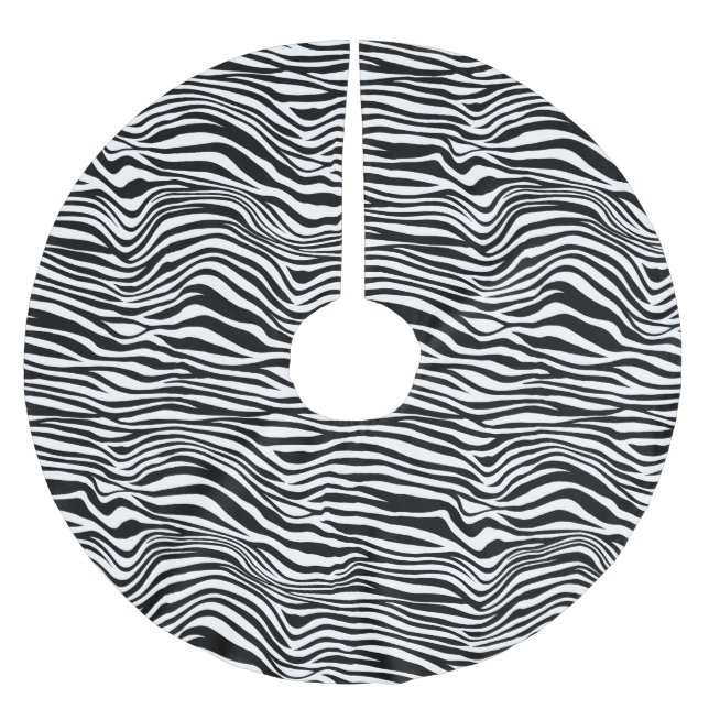 Black and White Zebra Print Brushed Polyester Tree Skirt (Front)