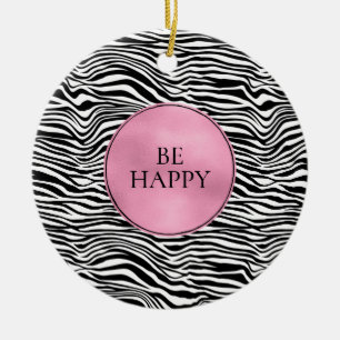 Black and White Zebra Print Ceramic Tree Decoration