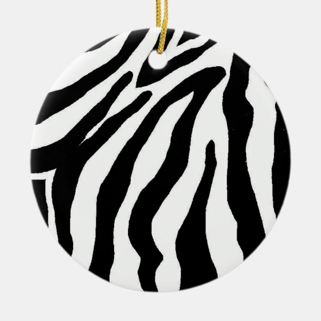 Black and White Zebra Print Christmas Ornament (Front)