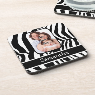 Black and white zebra print coaster