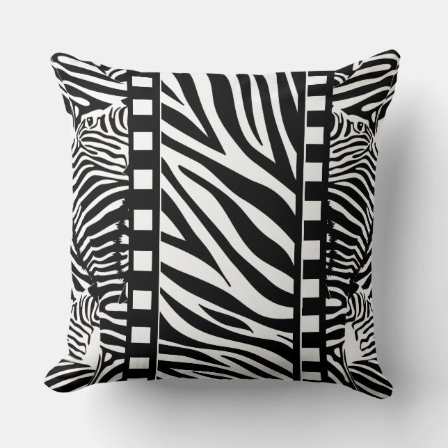 Black and White Zebra Print  Cushion (Front)