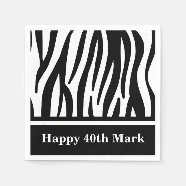 Black and White Zebra Print Designer Napkin (Front)