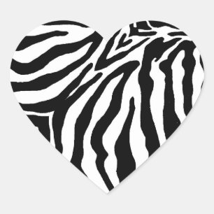 Black and White Zebra Print Heart Sticker