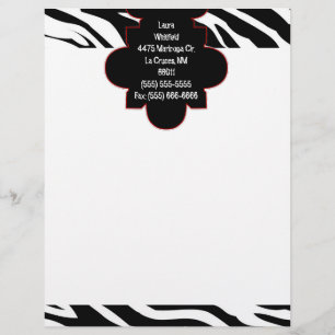 Black and White Zebra Print Letterhead Stationery