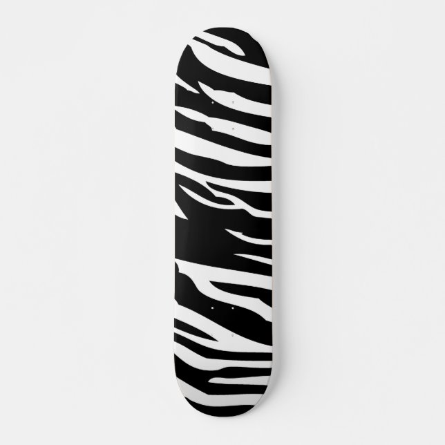 Black and White Zebra Print Old School Skateboard (Front)