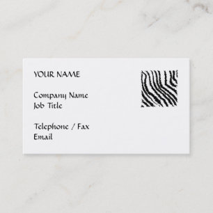 Black and White Zebra Print Pattern. Business Card