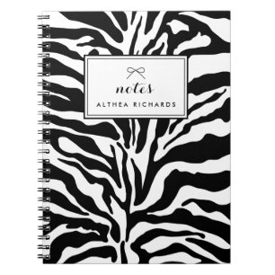 Black and white Zebra Print Personalised Notebook