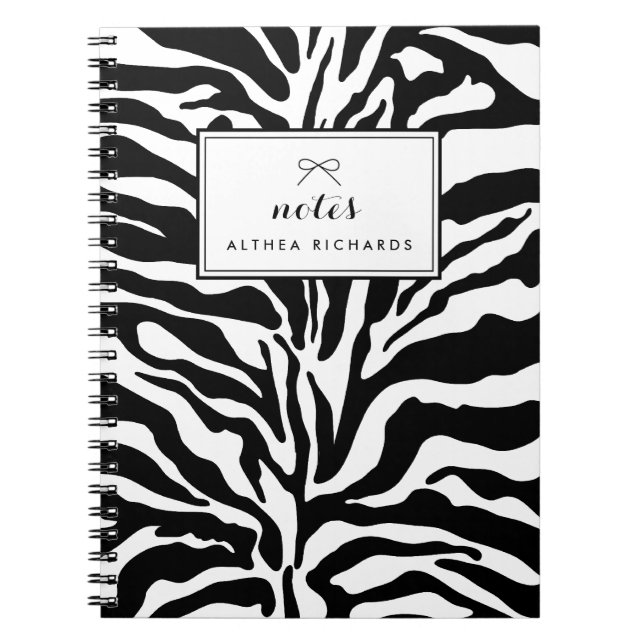 Black and white Zebra Print Personalised Notebook (Front)