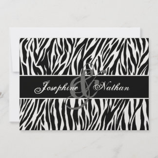 Black and White Zebra Print Personalised Wedding Invitation