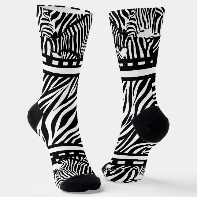 Black and White Zebra Print  Socks (Angled)