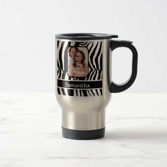 Black and white zebra print travel mug (Right)