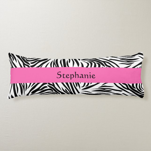 Black and White Zebra Print with Hot Pink Body Cushion (Front)