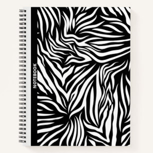 BLACK AND WHITE ZEBRA PRINTS DESIGN NOTEBOOK