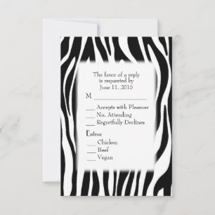 Black and White Zebra RSVP with Entree Choice