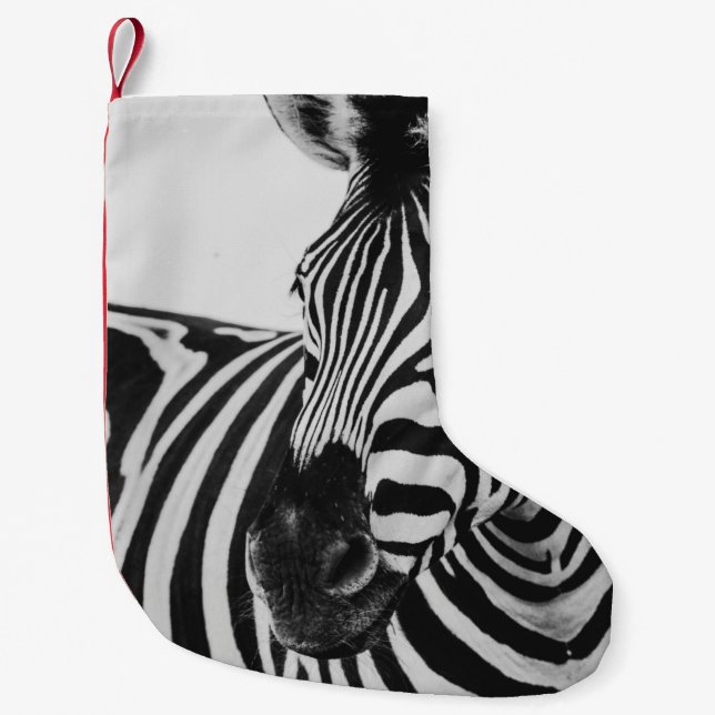 BLACK AND WHITE ZEBRA SMALL CHRISTMAS STOCKING (Front)