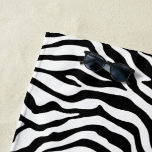 Black and white zebra stripe beach towel