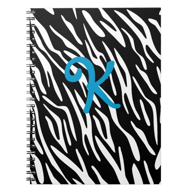 Black and White Zebra Stripe Monogram Notebook (Front)