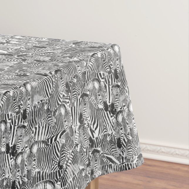 Black and White Zebra Stripe Tablecloth (In Situ)