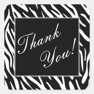 Black and White Zebra Stripe Thank You Stickers