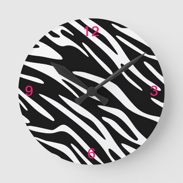 Black and White Zebra Stripe Wall Clock (Front)