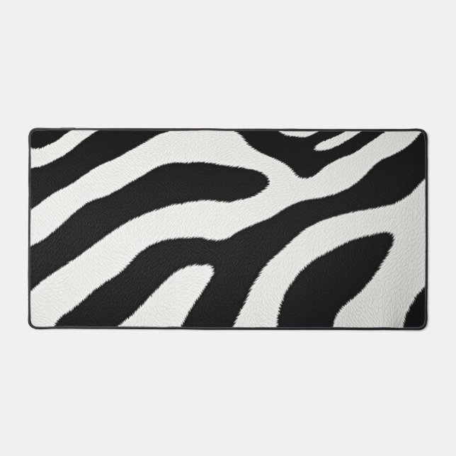 Black And White Zebra Stripes Animal Fur Pattern Desk Mat (Front)