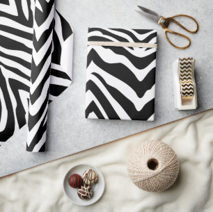 Black and White Zebra Stripes Animal Print Wrapping Paper