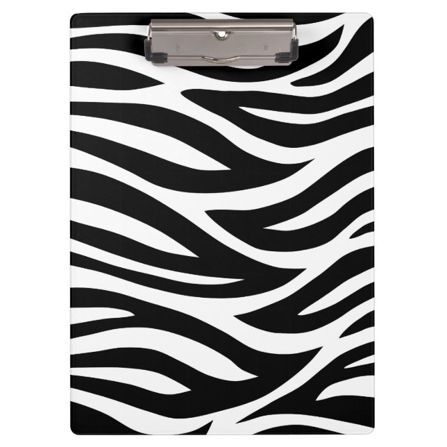 Black and White Zebra Stripes Clipboard (Front)