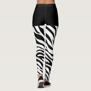 Black and White Zebra Stripes Decor on Leggings