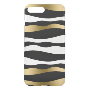 Black And White Zebra Stripes Gold Accents iPhone 8 Plus/7 Plus Case