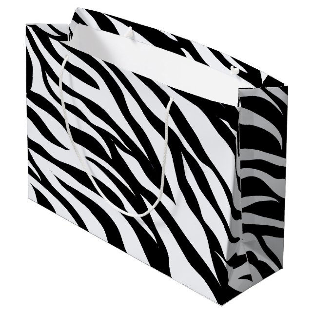 Black and White Zebra Stripes Pattern Gift Bag (Back Angled)